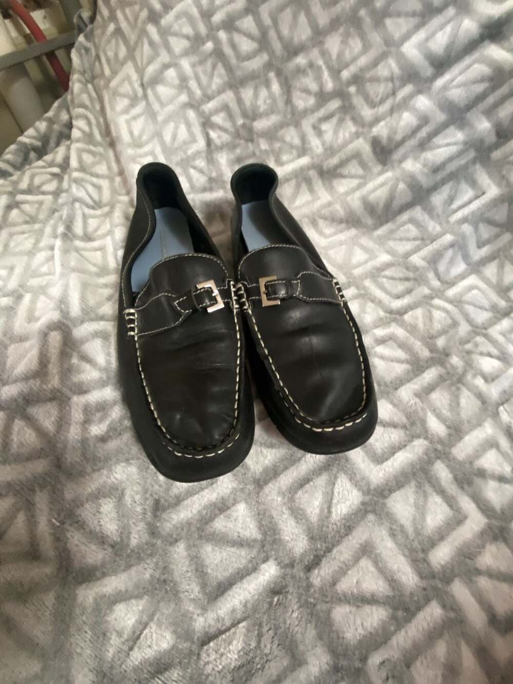Predictions Buckled Loafers Size 7.5 Black Leather Shoes